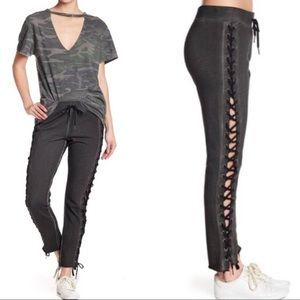 Never worn Pam & Gela side lace up jogger. Charcoal with black laces. Size P